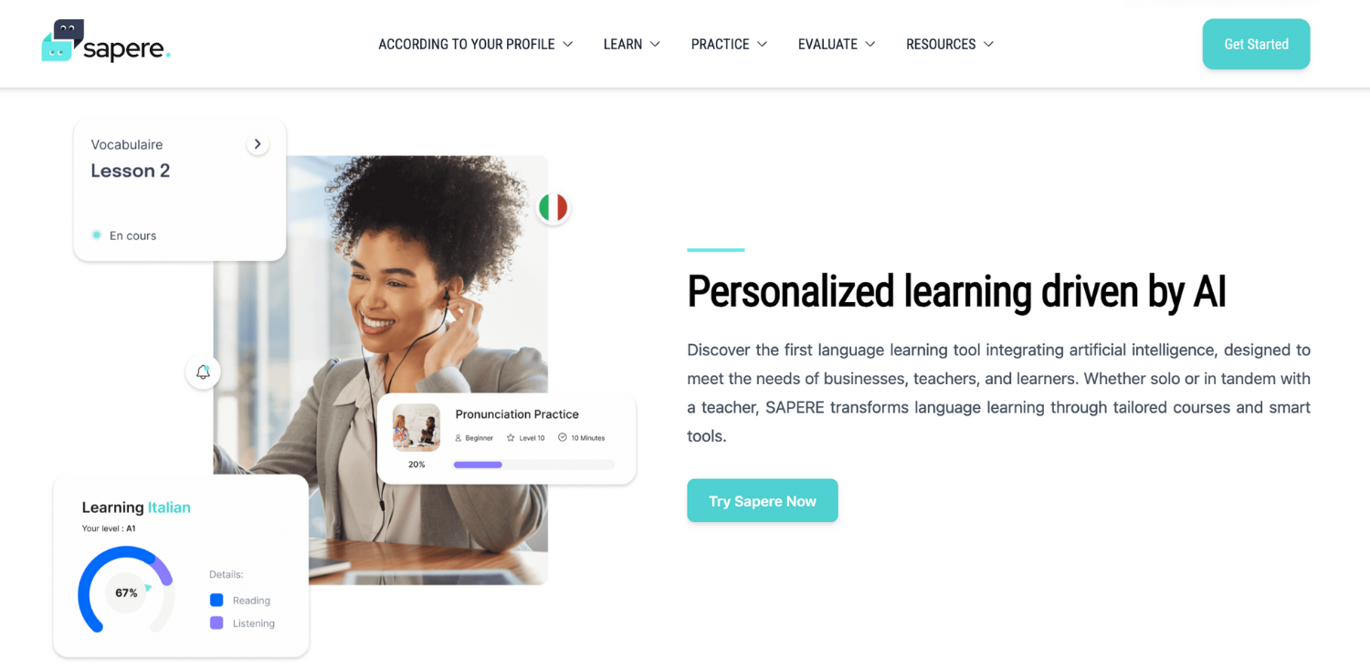 Learn a new language with the AI platform sapere