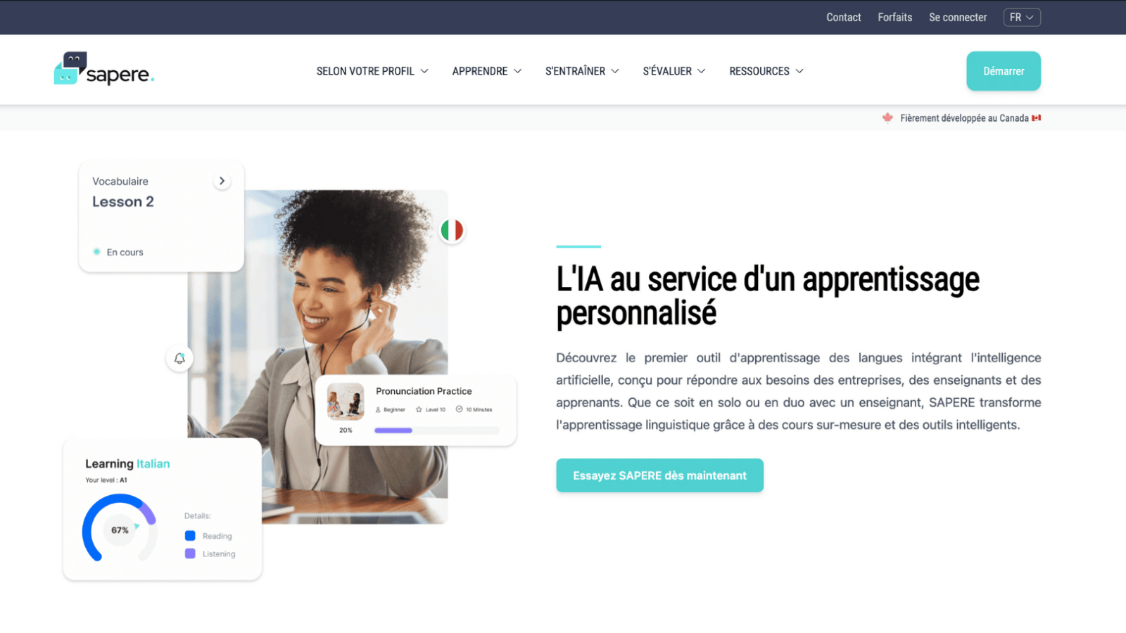 Plateforme Sapere pour apprendre une langue